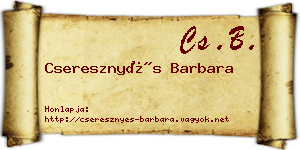 Cseresznyés Barbara névjegykártya